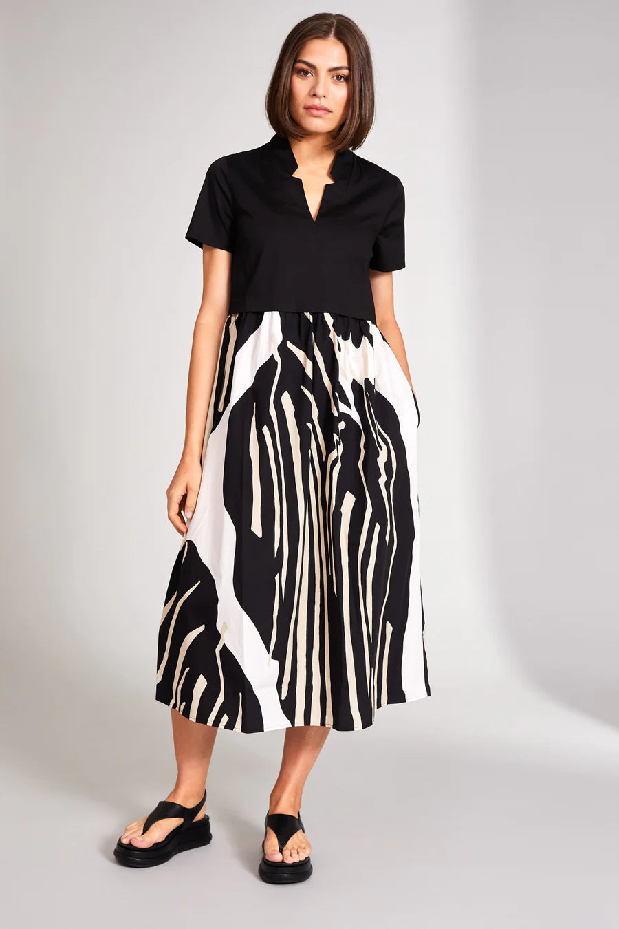 Peruzzi Contrast Monochrome Dress