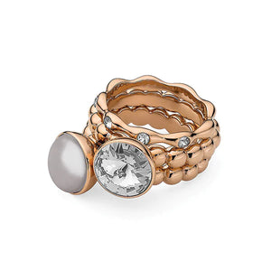 QUDO INTERCHANGEABLE BASE RING VEROLI - ROSE GOLD PLATED STAINLESS STEEL