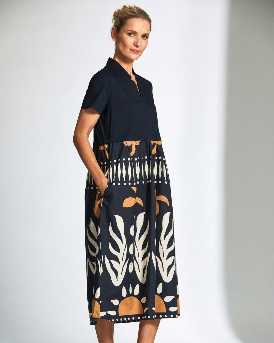 Peruzzi - Cotton Print Dress (Navy)