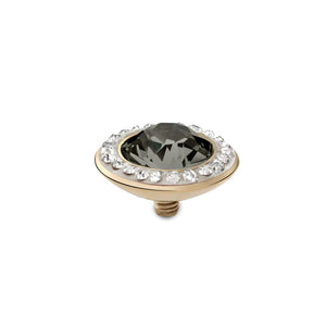 QUDO INTERCHANGEABLE TONDO DELUXE TOP 13MM - BLACK DIAMOND EUROPEAN CRYSTAL - GOLD PLATED 647099