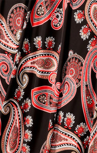Sacha Drake - Calabritta Midi Dress in Black Red Paisley Print