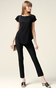 Sacha Drake - Analia Reversible Loose Fit V-Neck Cap Sleeve Jersey Top in Black