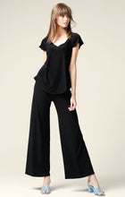 Load image into Gallery viewer, Sacha Drake - Analia Reversible Loose Fit V-Neck Cap Sleeve Jersey Top in Black
