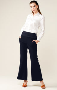 Sacha Drake - Classic Fit and Flare Wide Leg Trouser in Navy