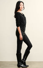 Load image into Gallery viewer, Sacha Drake - 3/4 Sleeve Reversible Stretch Jersey Cowl Tie Drape Top in Black
