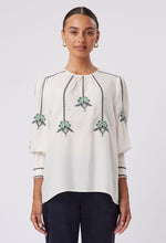 Load image into Gallery viewer, Once Was - Grove Embroidered Cotton Please Sleeve Top - Alabaster
