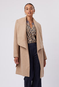 Once Was - Hutton Wool Blend Shawl Collar Coat with Leather Belt