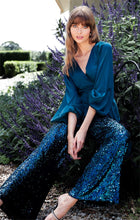 Load image into Gallery viewer, Sacha Drake - Sequin Palazzo Pant in Peacock

