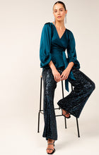 Load image into Gallery viewer, Sacha Drake - Sequin Palazzo Pant in Peacock
